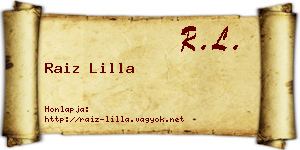 Raiz Lilla névjegykártya